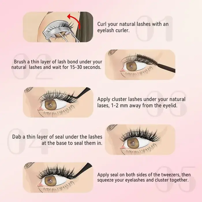 UCoolMe cils marron flore D Curl naturel vaporeux et léger segmenté cils grappe pour le maquillage à