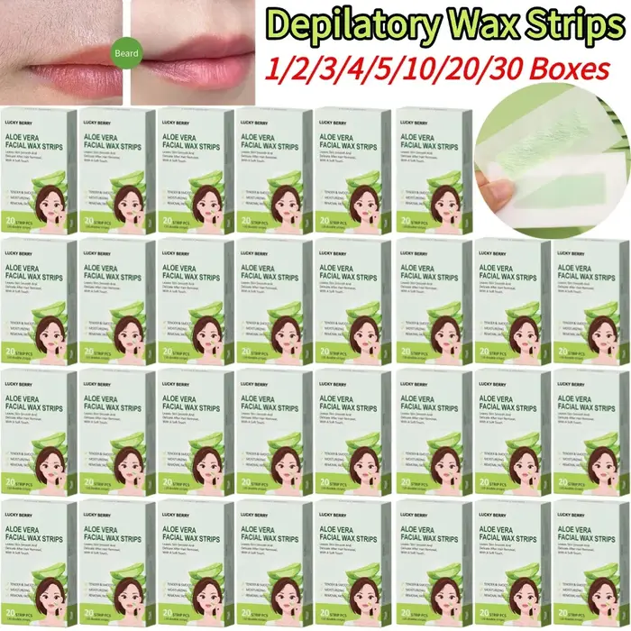Bandes de cire dépilatoire pour l'épilation, papier de cire froide pour sourcils, barbe, visage, cou, bras, jambes, corps