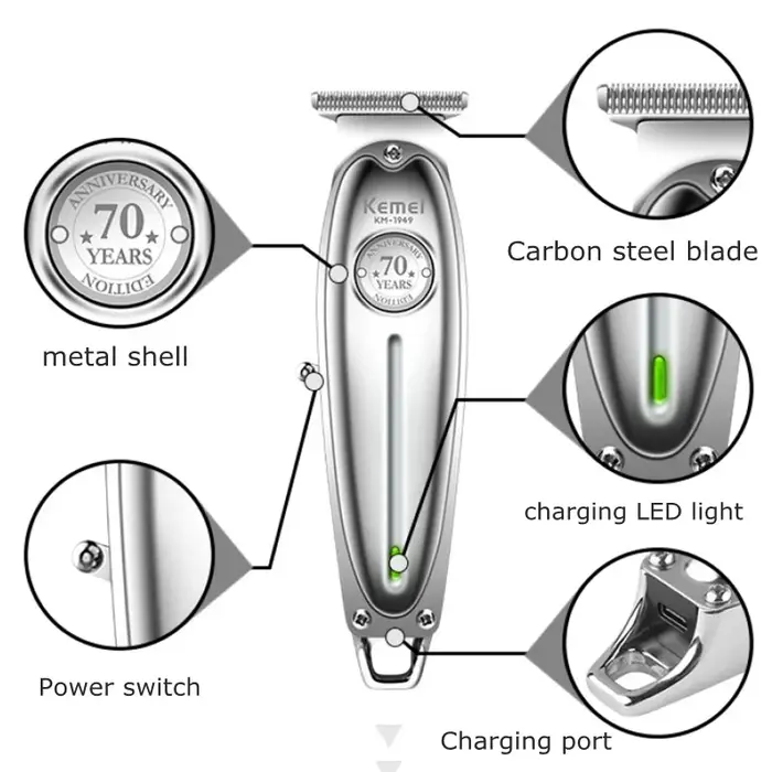 Kemei KM-1949 Professionnel Finition Tondeuse À Cheveux Hommes Électrique Sans Fil Tondeuse À Cheveu
