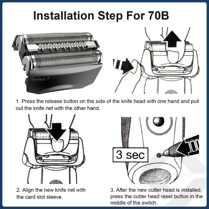 Tête de rechange 70B pour rasoir électrique Braun série 7 720 720s-3 720s-4 720s-5 730 790cc-3 790cc-4 790cc-5 795cc-3
