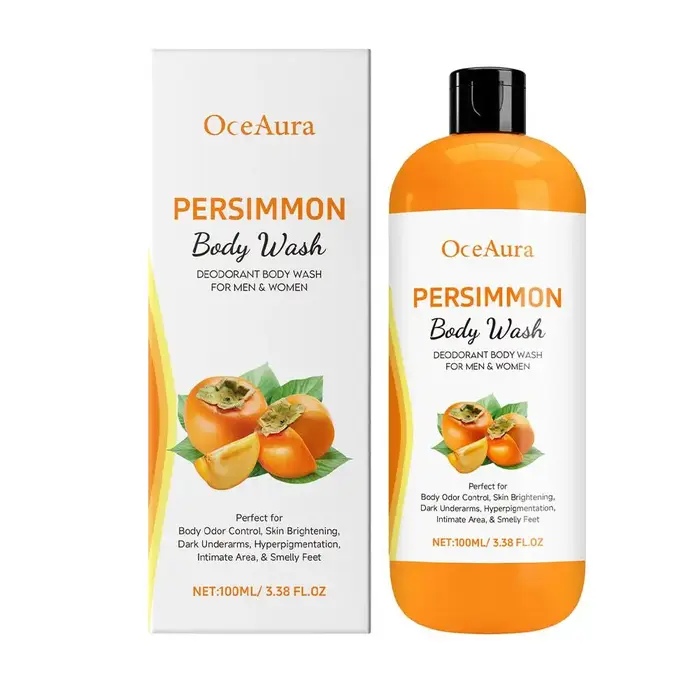 Gel Douche Persimmon Frais à l'Extrait Végétal Nettoyage Doux Hydratant Peau Lisse et Délicate Soin Corporel Quotidien