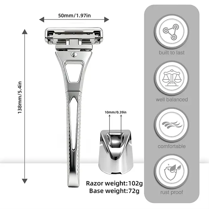 Shavcooo Glide Pro 4D rasoir de sécurité tête rotative en acier inoxydable rasoir pour homme avec su
