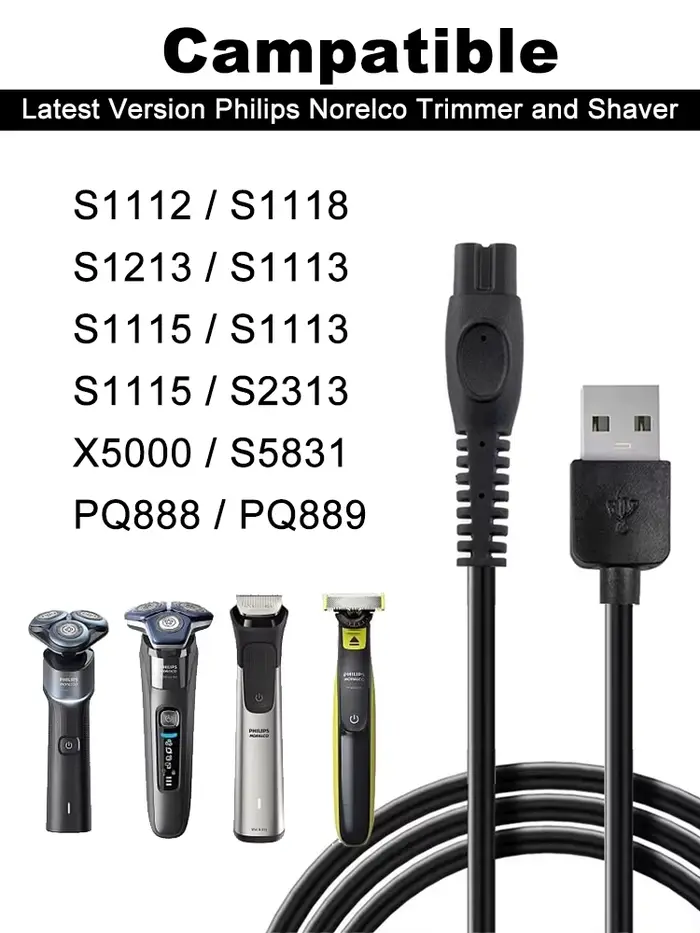 Chargeur USB 5V pour rasoir Philips Norelco série S3000 S3208 S3109 S3108 S3209 S1118 S1213 S3202