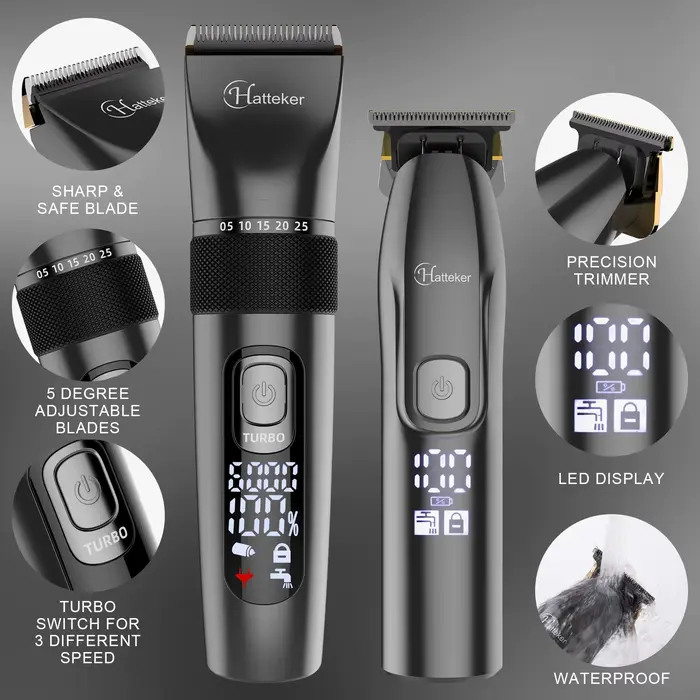Hatteker-Tondeuse à cheveux pour hommes, ensemble de 2 machines, rasoir électrique aste pour hommes,