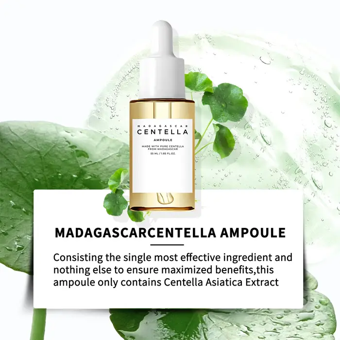 Sérum éclaircissant Centella Asiatica : calme l'irritation, réduit les défauts, équilibre les sébum et diminue les marques sombres pour une peau claire.