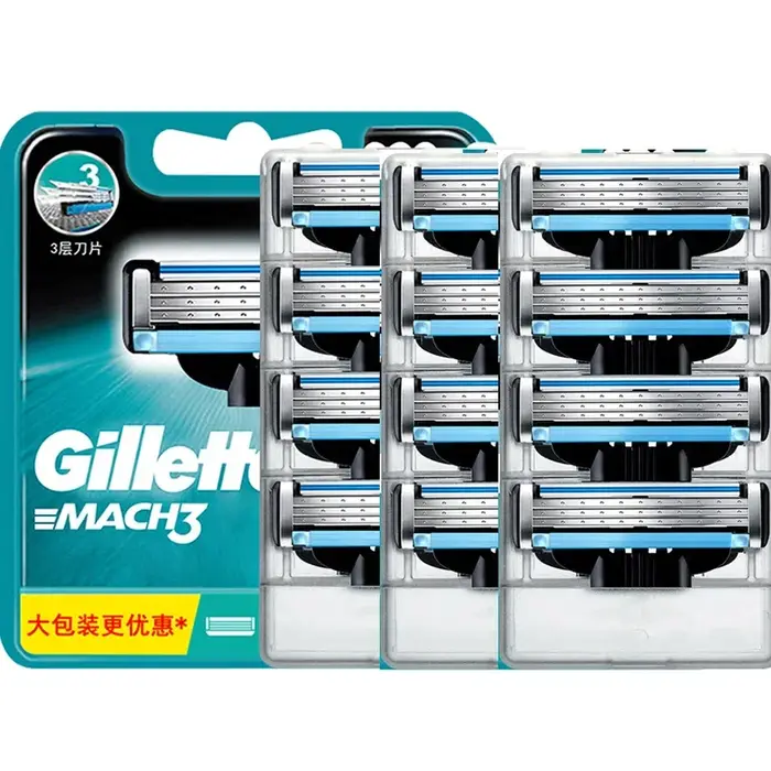 Gillette-Rasoir Mach3 pour hommes, 3 lames, pour un rasage lisse, avec bande de lubrification, 12 la