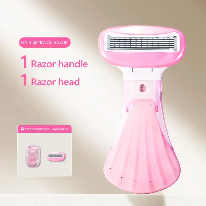 Rasoir pour femmes à 5 lames avec 1 manche + 1/2/3 lames, avec étui de rangement transparent, adapté
