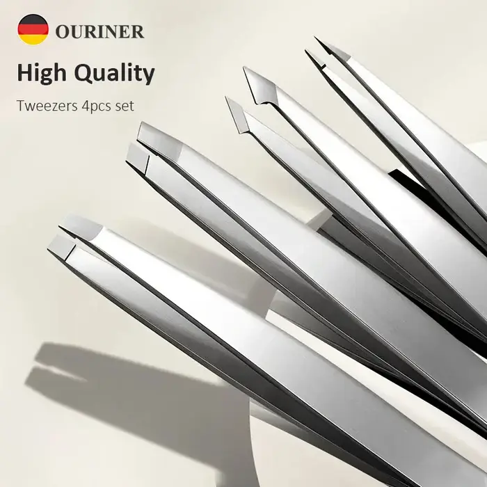 Ouriner – ensemble de pincettes à sourcils en acier inoxydable