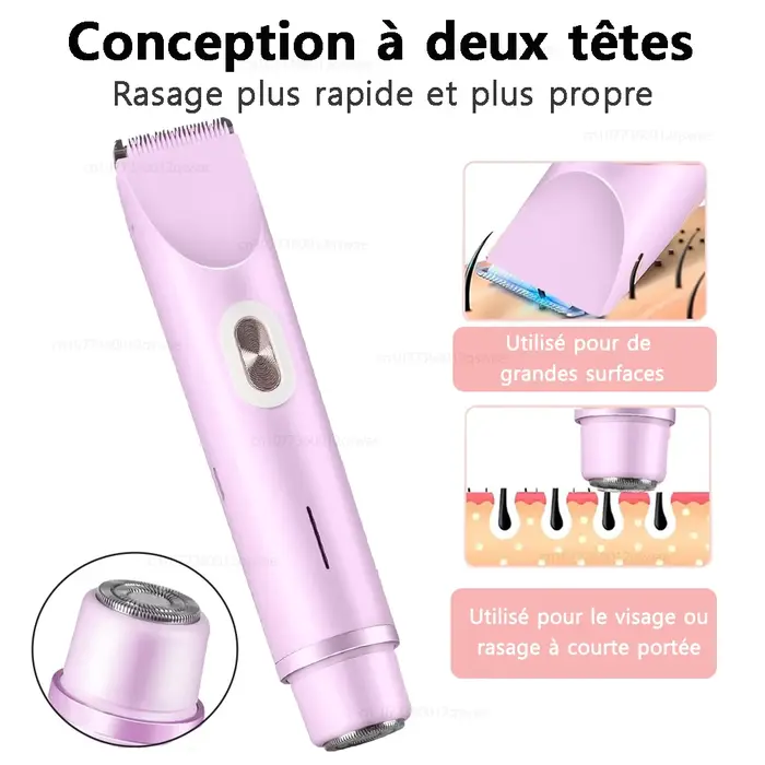 Rasoirs électriques pour femmes 2 en 1 rasoir électrique pour tondeuse pubienne IPX7 étanche utilisation humide et sèche