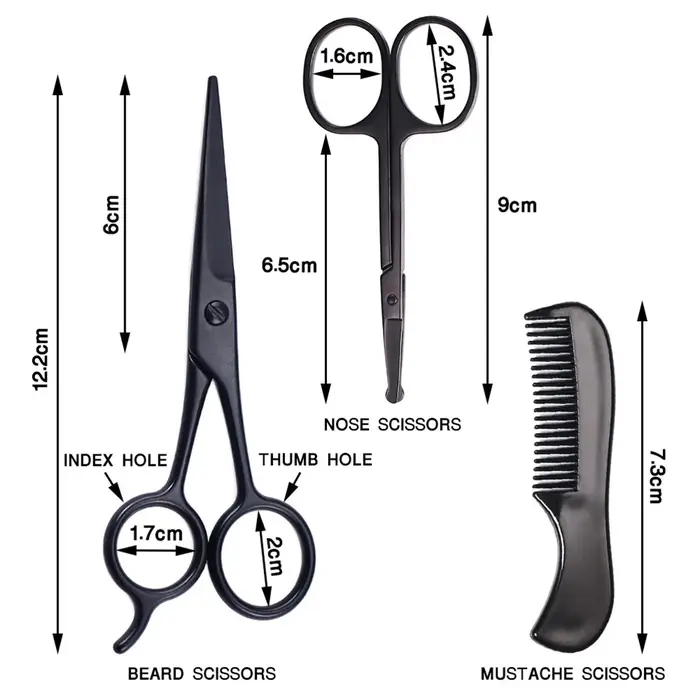Kit de peigne à barbe avec ciseaux et brosse