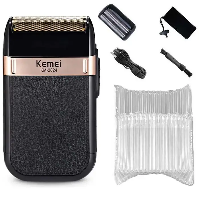 Kemei puissant rasoir rechargeable pour hommes feuille rasoir électrique barbe cheveux tête de rasag
