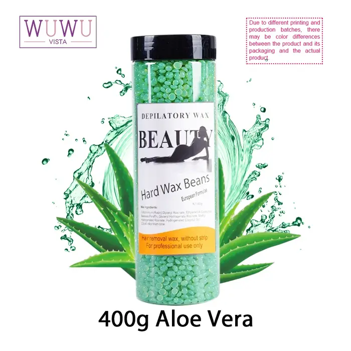 WUWUVISTA 400g/14.1oz haricots de cire dépilatoire Film chaud cire granulés élimination Bikini visag