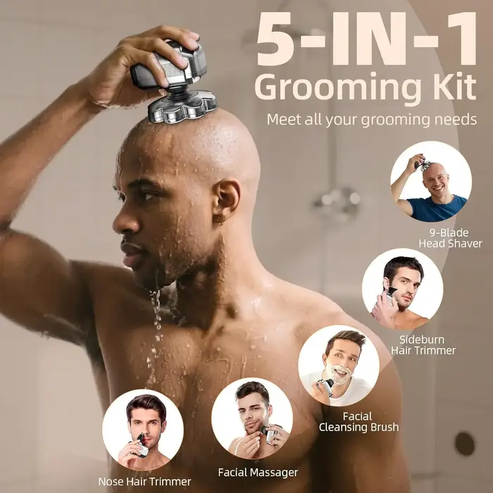 Rasoirs à tête 9D pour hommes chauve 5 en 1