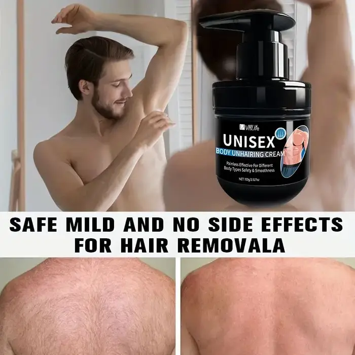 Viilife crème d'épilation pour hommes nourrissante indolore Non irritante inhibiteur de croissance lisse Portable Lotion