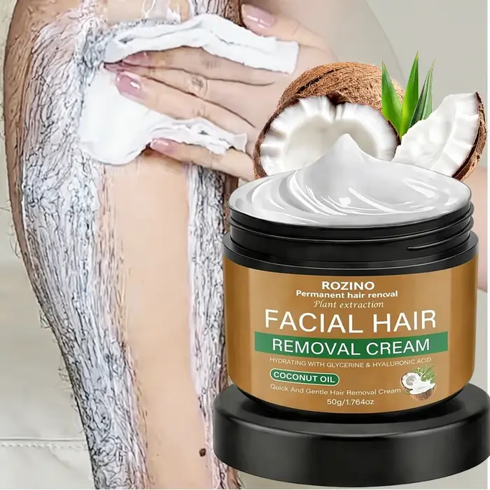 Crème dépilatoire à l'huile de noix de coco, rafraîchissante, douce et non irritante, épilation rapide en 5 minutes, indolore, propre et complète sans résidus, adaptée pour l'épilation des lèvres, des