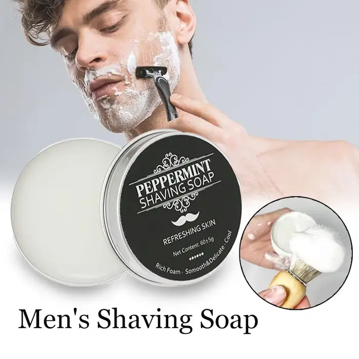 Barre de crème à raser-savon à raser en mousse biologique pour hommes, fraîcheur du visage et entret