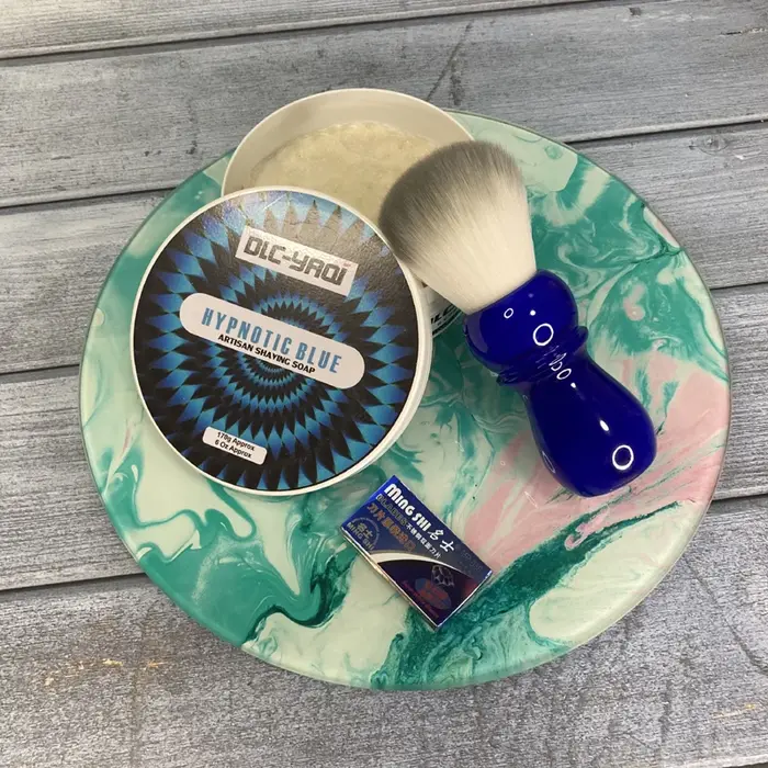 Yaqi – brosse à barbe pour hommes, manche bleu ciel arctique, 24mm