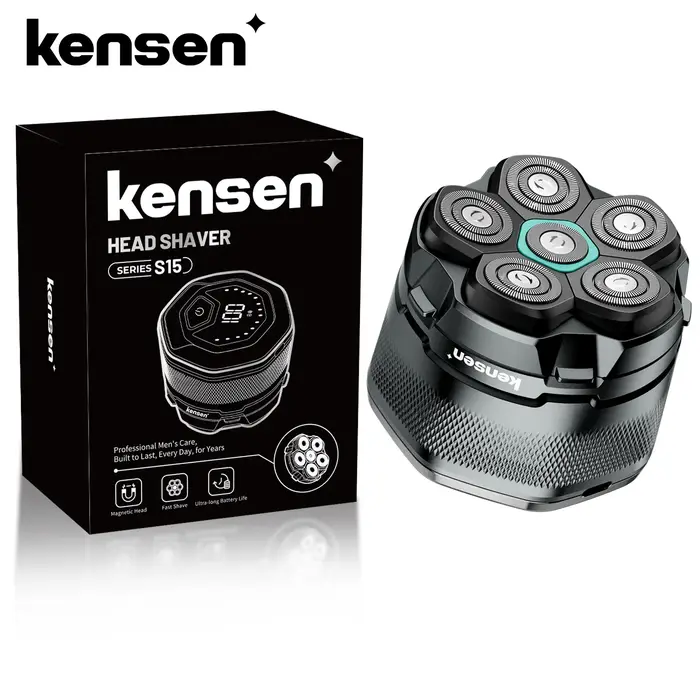 KENSEN rasoirs à tête électrique pour hommes chauve 6D rasoir magnétique tondeuse à barbe USB LED Rechargeable affichage