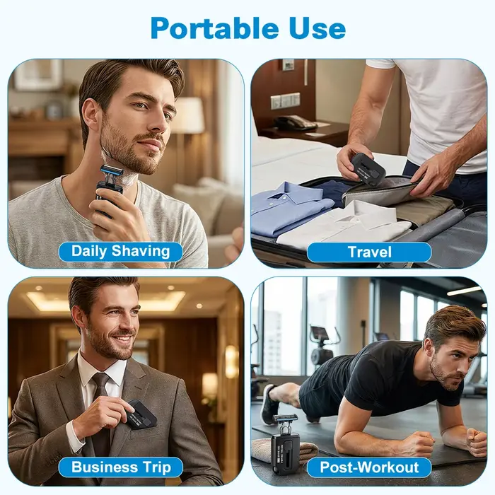 Rasoir Manuel avec Tête Rétractable Coulissante, Rasoir de Sécurité à 6 Lames pour Hommes, Portable pour Voyage Déplacement Professionnel, Poignée Ergonomique, Tête Remplaçable