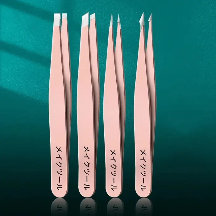 4 ensembles de pinces à épiler roses pour le nettoyage quotidien des sourcils