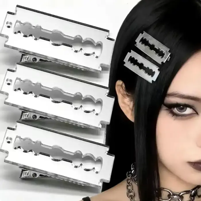 Pinces à cheveux en acrylique haute simulation effet lame de rasoir - Accessoires capillaires Punk Harajuku Y2K