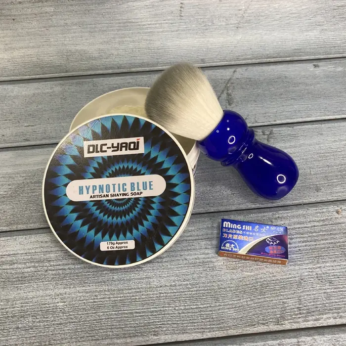 Yaqi – brosse à barbe pour hommes, manche bleu ciel arctique, 24mm