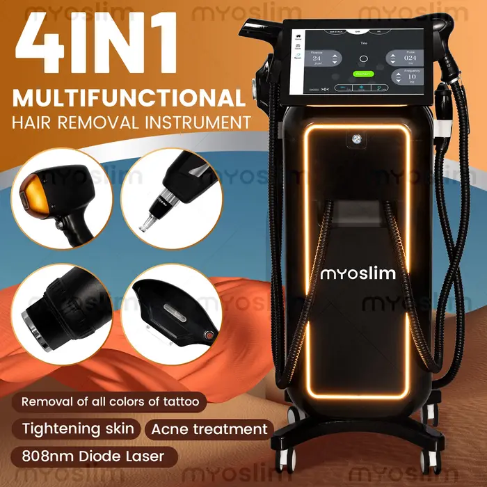 Appareil d'épilation au laser diode professionnel 5000W 10 bars 4-en-1 avec 4 longueurs d'onde