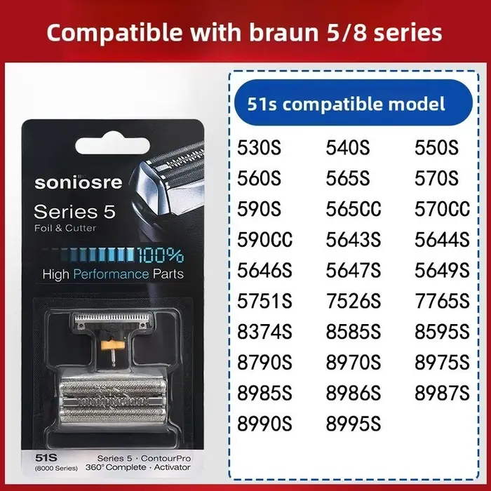 Lame de rasoir 51S/51B compatible avec les rasoirs Braun WaterFlex série 5 8000 WFS1/2 530 550 590 5