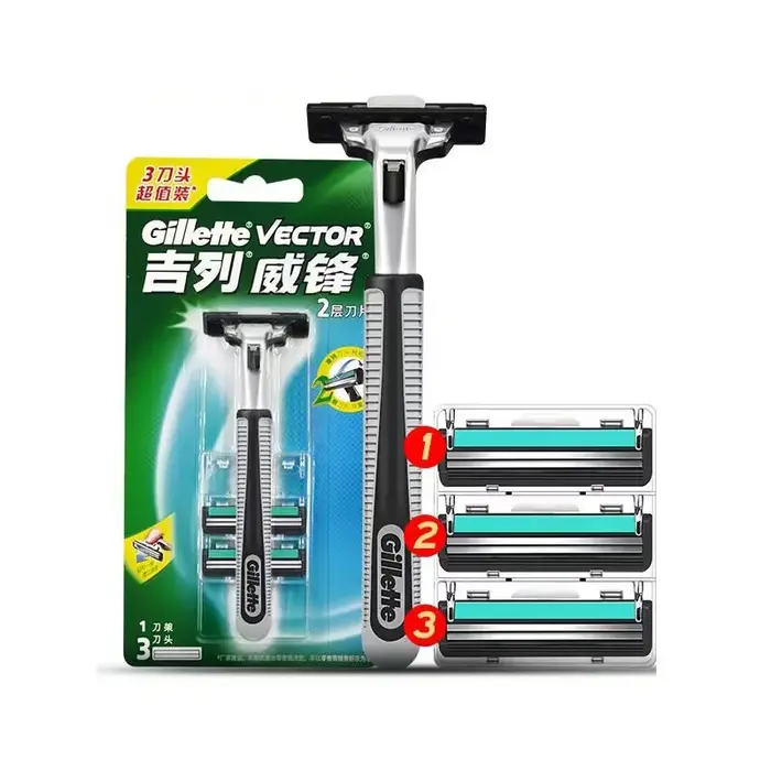 Gillette Vector 2 ensemble de rasoir avec têtes de rasoir lames à 2 couches rasoir de rasage trancha