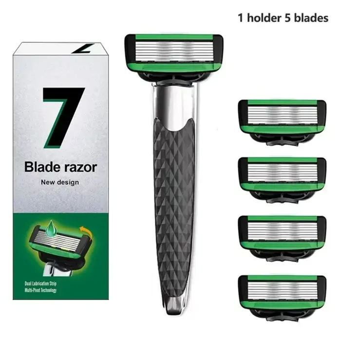 Nouveau rasoir manuel pour hommes lame à 7 couches couteau de rasage lames en acier inoxydable aucun dommage à la peau