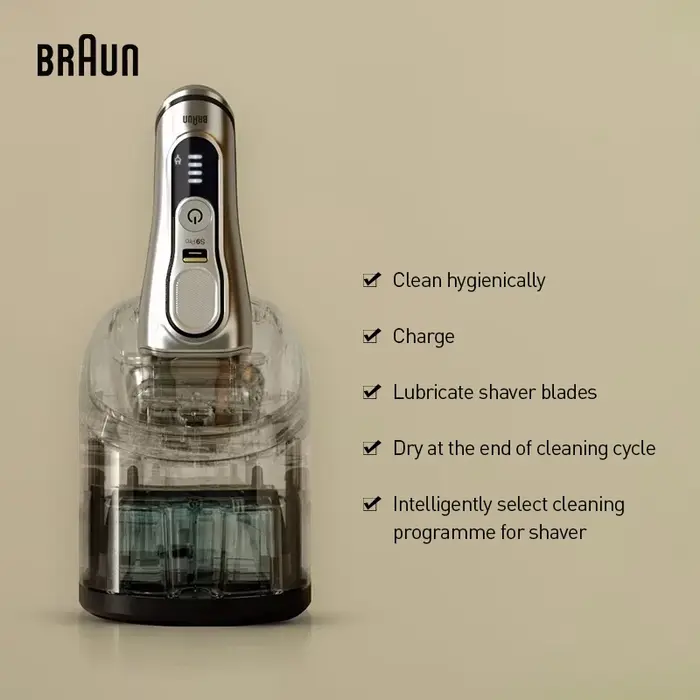 Centre de soins intelligent Braun avec séchage à l'air pour rasoirs électriques