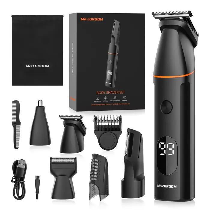 MAXGROOM Manscape corps tondeuse 4 en 1 IPX6 étanche pubien et aine rasage électrique Kit de toilett
