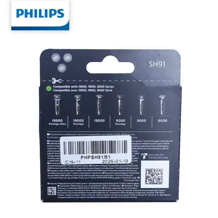 3 pièces Têtes de rasage de rechange Philips SH91/51 avec grille de coupe pour les séries