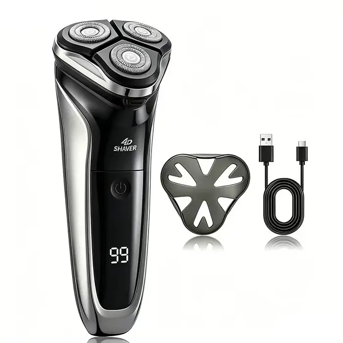 Rasoir électrique pour hommes, mini rasoir électrique, rasoir à 3 lames, rechargeable par USB, compact et portable, cadeau de vacances pour hommes