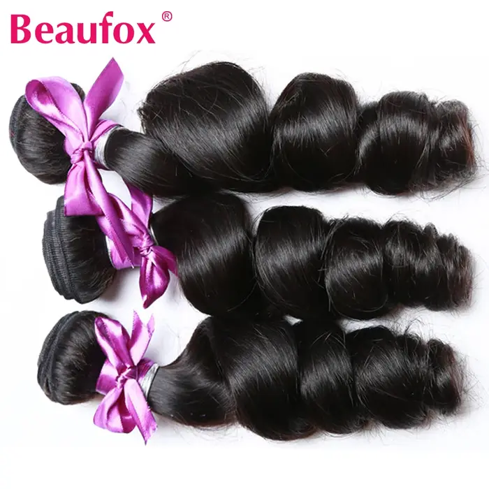 Beautorch-Tissage en Lot Péruvien Remy 100% Naturel Ondulé, Extensions de Cheveux, 8-30 Pouces, 1/3/