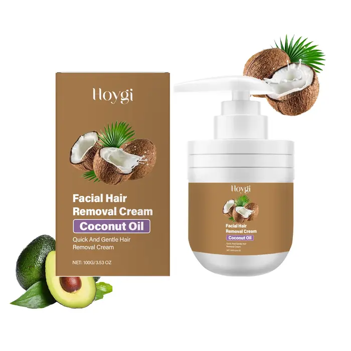 Crème dépilatoire pour le visage à la noix de coco, indolore, sans irritation, réduit les rougeurs, 