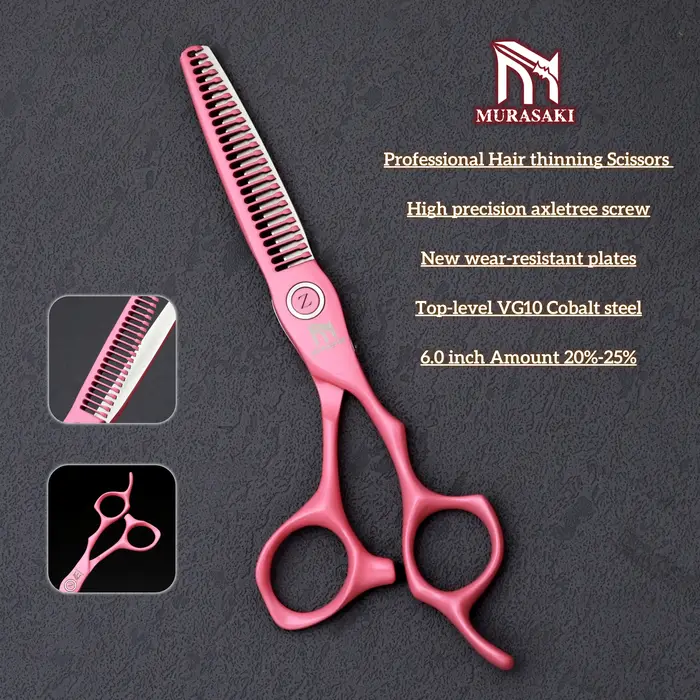 Ciseaux de barbier professionnels MURASAKI, cisailles amincissantes japonaises en acier VG10, poigné