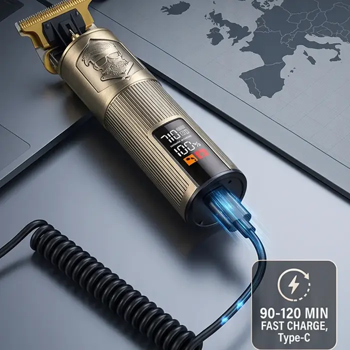 Tondeuse à cheveux électrique sans fil vintage, portable, rechargeable par USB, machine de coupe de cheveux professionnelle pour barbiers.