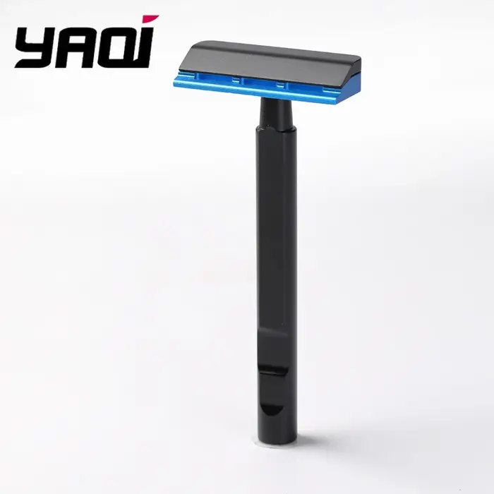 Nouveau rasoir de sécurité 2026 YAQI noir et bleu Tachi (version aluminium) léger à lame simple