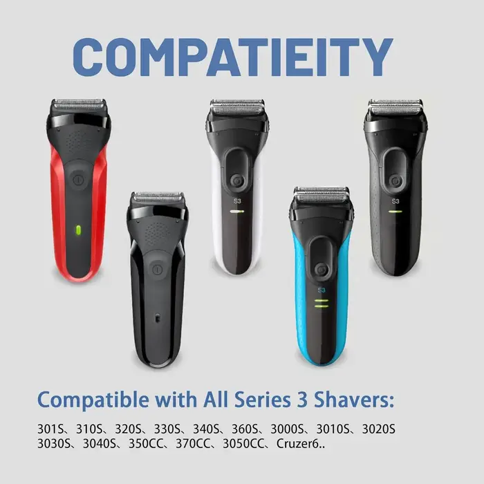 Tête de remplacement 32B de haute qualité compatible avec les rasoirs électriques Braun Series 3 3000s 3010s 3020s 3030s 300s 301s 310s 320s