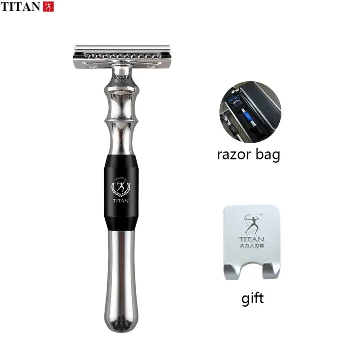 Rasoir de sécurité Titan, manche en métal, rasoir de haute qualité, lame remplaçable