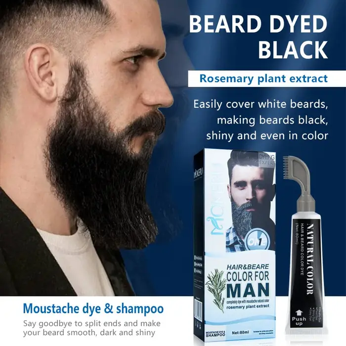 Crème de teinture pour barbe noire de 2 Minutes avec peigne