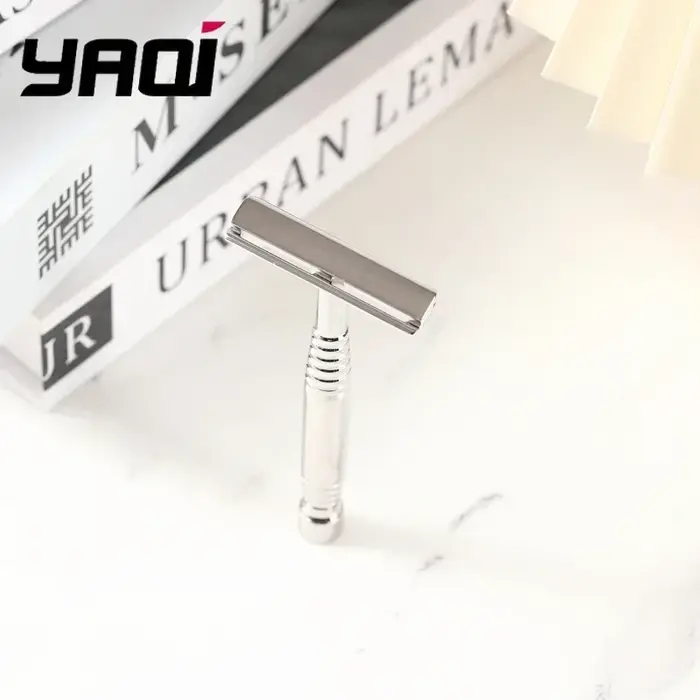 Rasoir de sécurité à double tranchant en acier inoxydable Yaqi Duomo 2026 avec manche classique confortable pour le rasage masculin