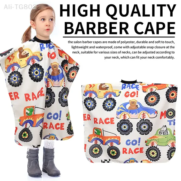 Cape de Coiffure Professionnelle pour Enfants Motif Voiture de Dessin Animé – Robe de Coupe pour Salon