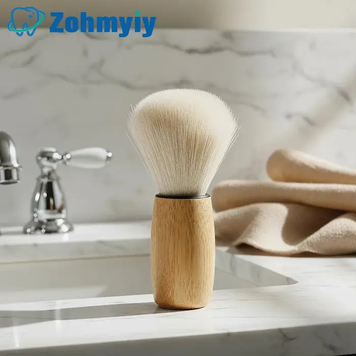 1 Brosse à raser la barbe avec manche en bois et poils naturels
