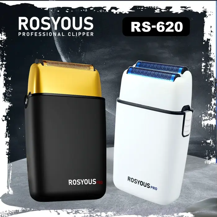 ROSYOUS RS620 Rasoir Électrique pour Hommes, 10000 tr/min, Double Grille Bleue Hypoallergénique, Tondeuse à Barbe Électrique Professionnelle