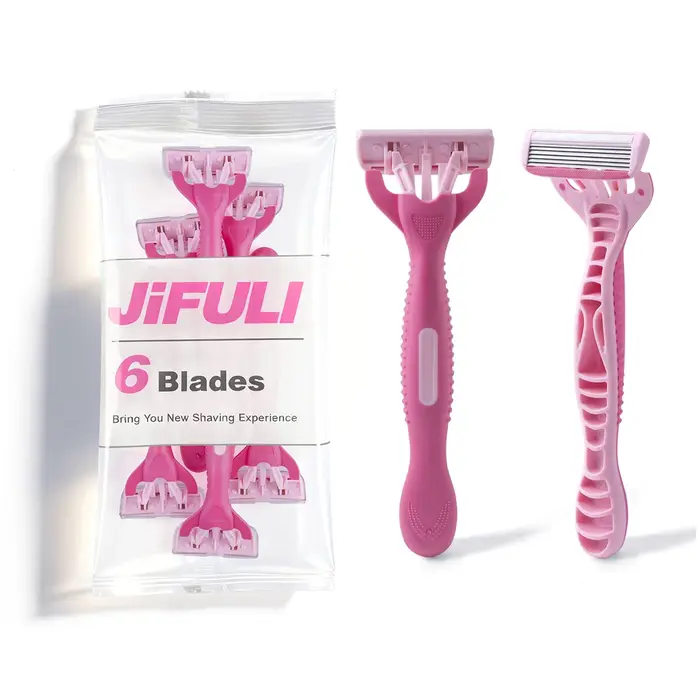 Rasoir pour femmes à six lames, 6 pièces/sac, lame en acier inoxydable, rasoir pour les poils du cor