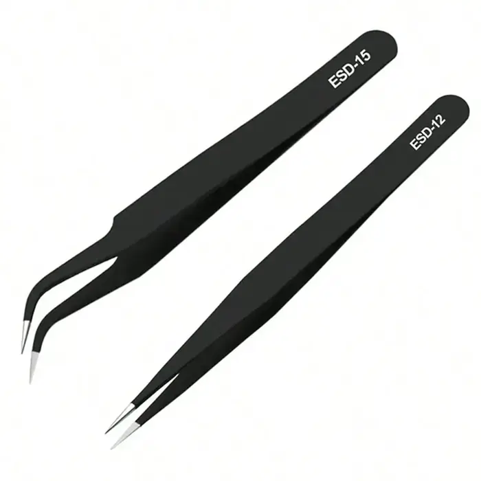 Pincettes roses en acier inoxydable pour Nail Art, pointe droite et courbée pour Extension de cils, 