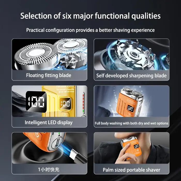 Nouveau rasoir électrique intelligent mini à double lame avec écran numérique