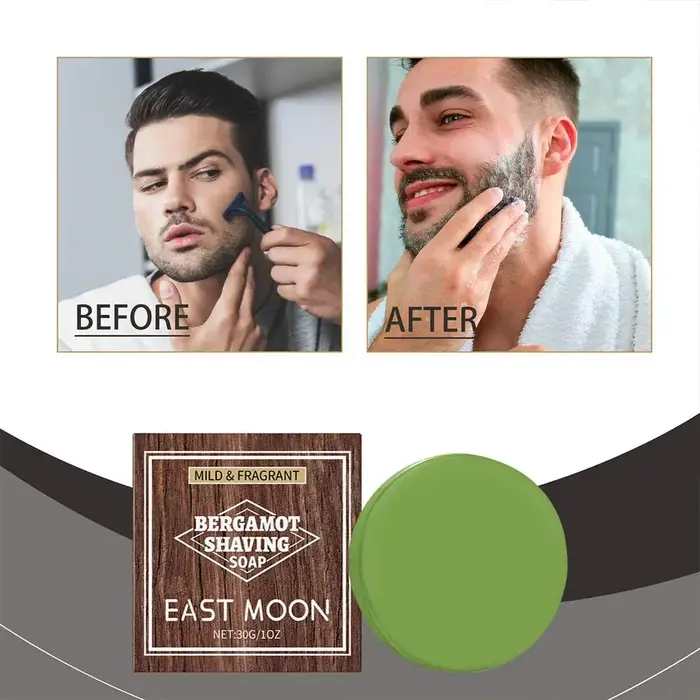 Savon à raser à la bergamote pour hommes, crème à raser riche en mousse, glisse douce, hydratant, so